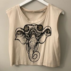 Indian Elephant Hipster Muscle Crop Top